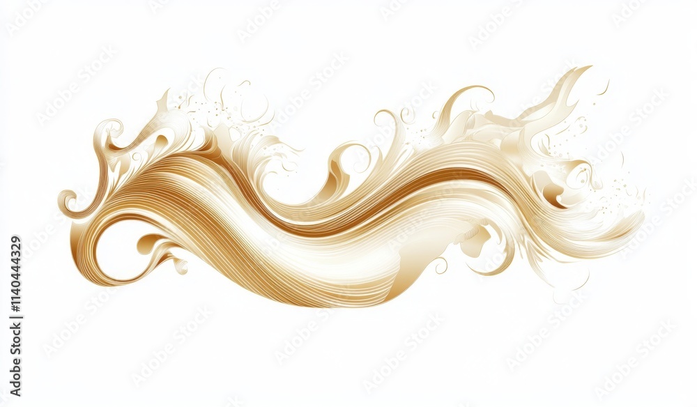 Sleek elegant golden wave design on white, perfect for modern visuals with smooth curves and subtle gradients Sleek elegant golden wave design on white, perfect for modern visuals with smooth curves and subtle gradients