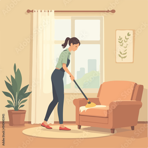 Female servant vector design, Servant washing illustration vector design