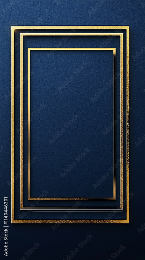 Navy Blue and Gold Frame with Clean Geometric Lines