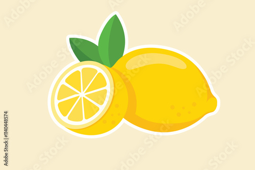 Simple fresh lemon fruit Illustration, Flat vector illustration. lemon icon illustration isolated.