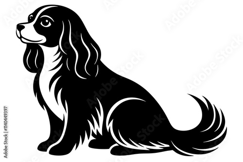 Silhouette of a Cavalier King Charles Spaniel Sitting Gracefully photo