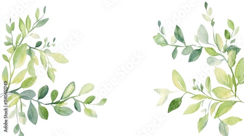 Watercolor Illustration of Green Foliage