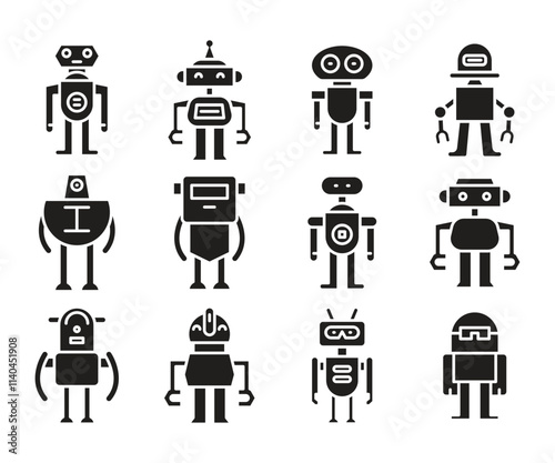 robot icons set vector illustration