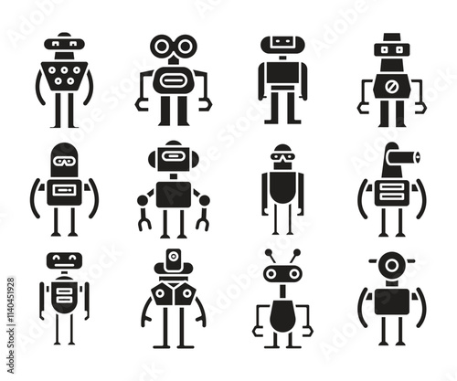 robot icons set vector illustration