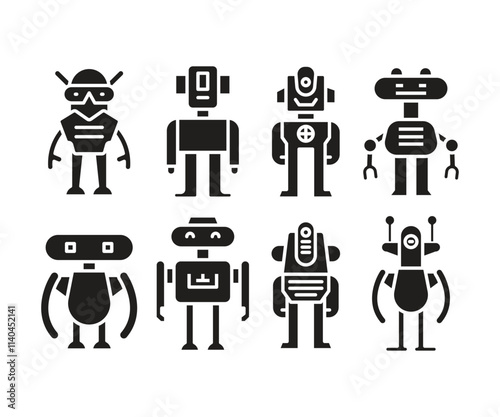 robot icons set vector illustration