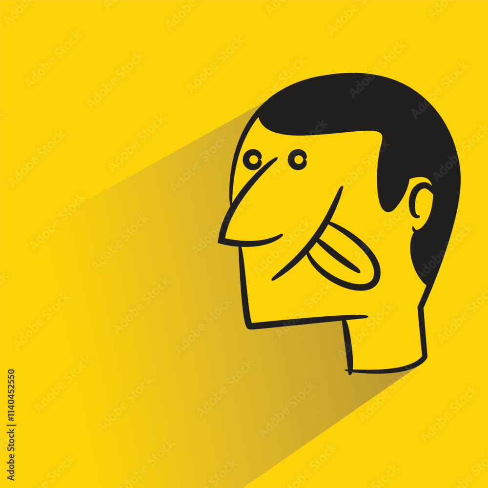cheeky face with shadow on yellow background cheeky face with shadow on yellow background