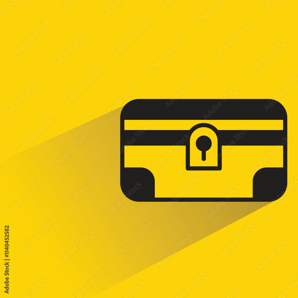 treasure chest icon with shadow on yellow background treasure chest icon with shadow on yellow background