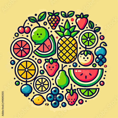 illustration of fruits and berries