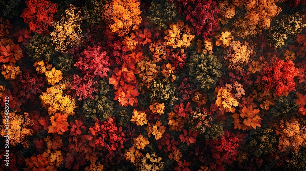 Autumn Leaves Aerial View: A Vivid Digital Painting of Fall Foliage. AI Generated Autumn Leaves Aerial View: A Vivid Digital Painting of Fall Foliage. AI Generated