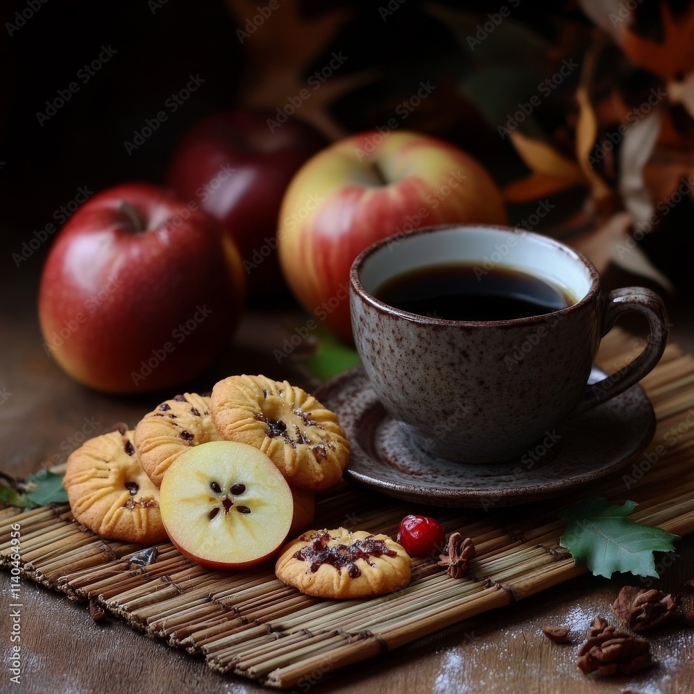 Fototapeta premium Still life with coffee and snacks.