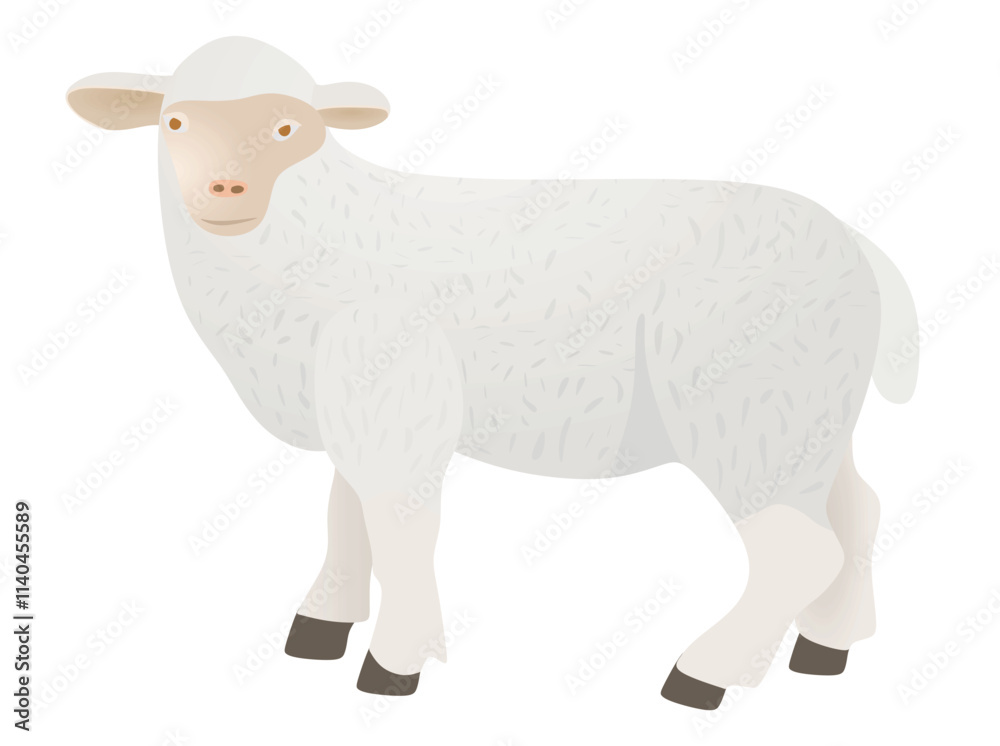 Obraz premium White sheep isolated. vector illustration