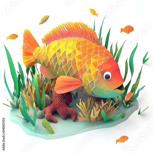 Vibrant Parrotfish in Low Poly Style  photo