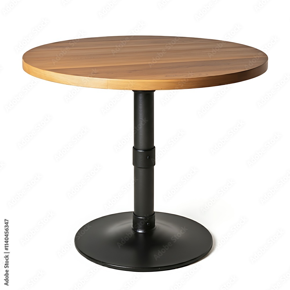 Stylish Round Table with Solid Wood Surface and Sleek Base Stylish Round Table with Solid Wood Surface and Sleek Base