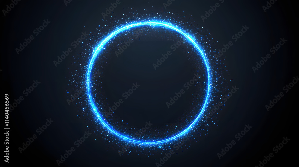An Enchanting Display of a Glowing Blue Energy Circle with Twinkling Light Particles Against a Cosmic Background for Futuristic Designs An Enchanting Display of a Glowing Blue Energy Circle with Twinkling Light Particles Against a Cosmic Background for Futuristic Designs