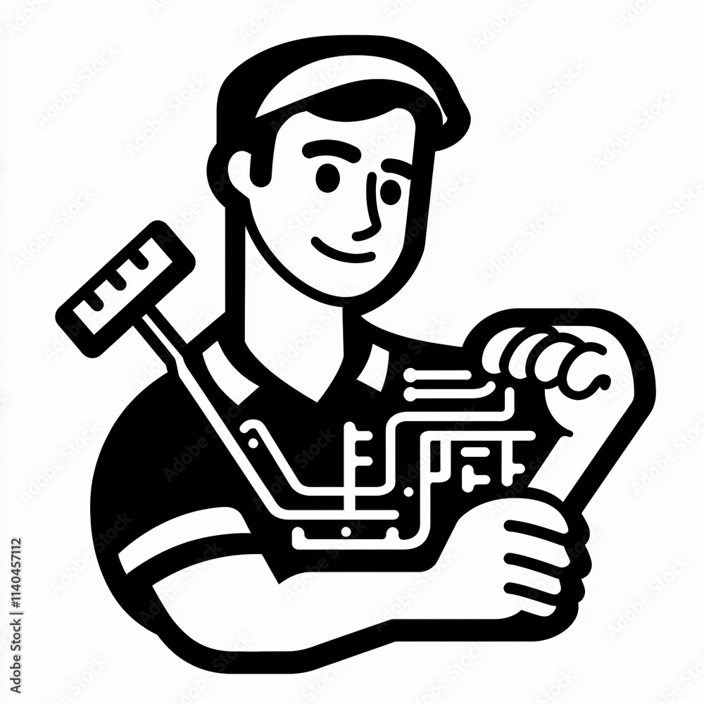 plumber vector silhouette, icon or logo, isolated on white background plumber vector silhouette, icon or logo, isolated on white background
