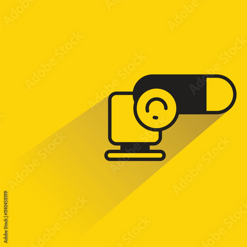 electric grinder icon with shadow on yellow background