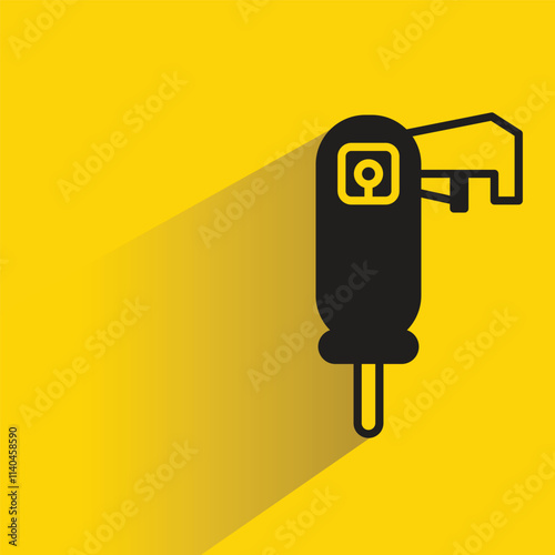 electric drill icon with shadow on yellow background