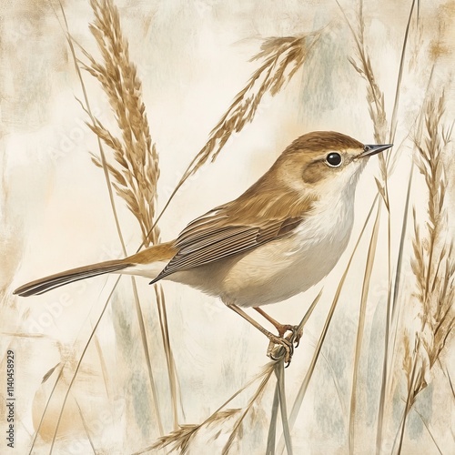 Eurasian reed warbler in nature
