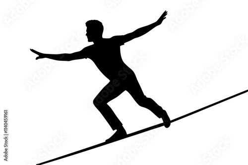 Slackline silhouette vector.