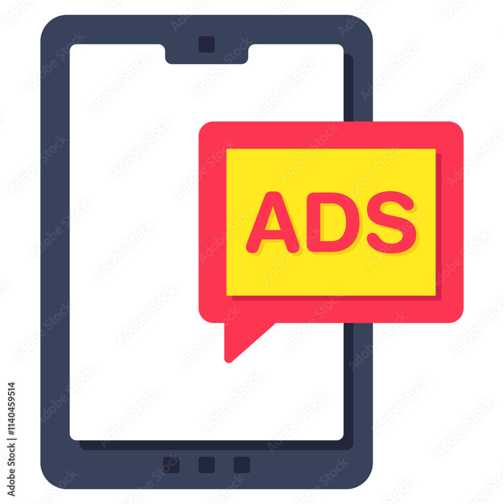 Conceptual flat design icon of mobile ad chat Conceptual flat design icon of mobile ad chat