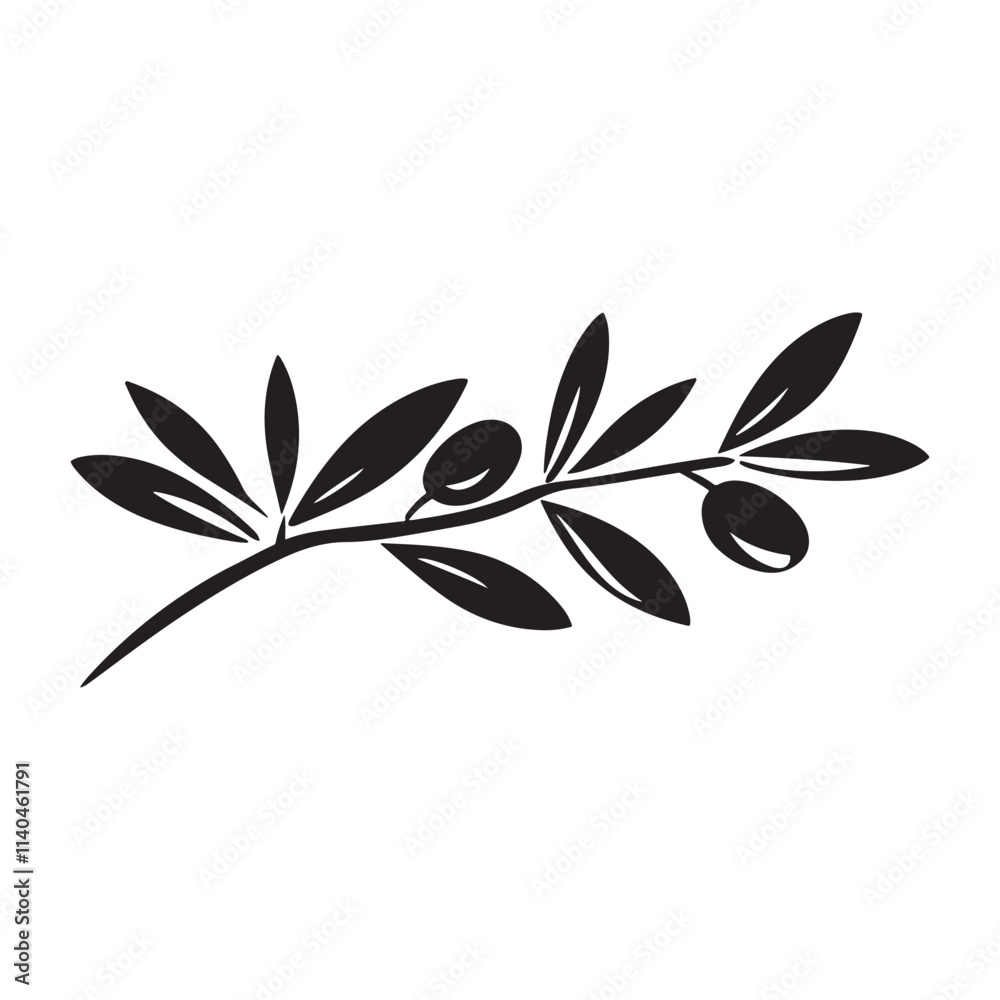 Olive leaf branch silhouette vector icon illustration
