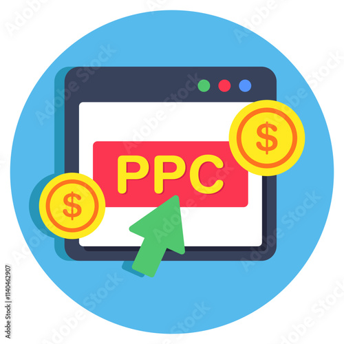 Conceptual flat design icon of pay per click