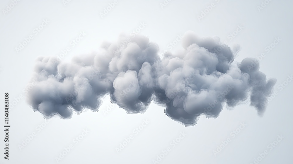 3D Render of Puffy Cumulus Clouds Against a Light Gray Background. AI Generated 3D Render of Puffy Cumulus Clouds Against a Light Gray Background. AI Generated