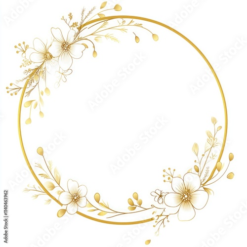 Elegant Floral Wreath with Golden Frame