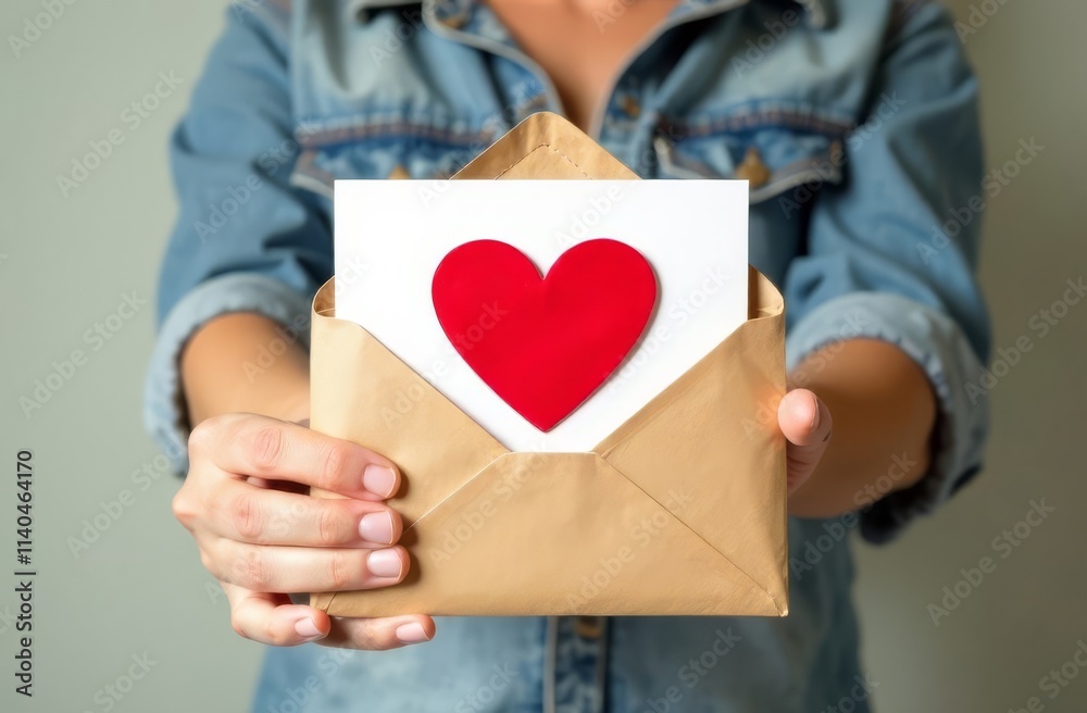 person holding a red heart envelope person holding a red heart envelope