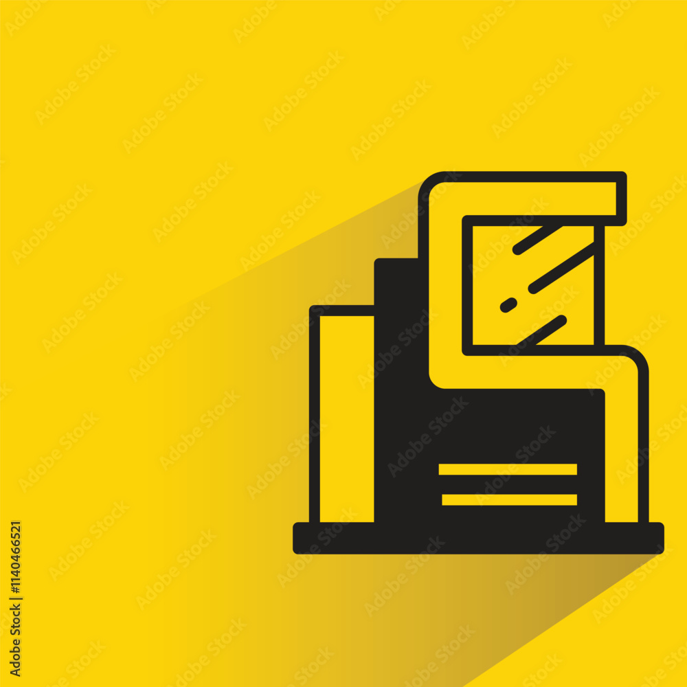 modern building with shadow on yellow background modern building with shadow on yellow background