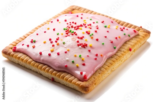strawberry toaster pastry with sprinkles on white background