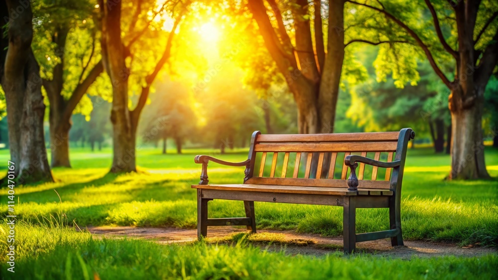 Lonely Bench Park Photography: Empty Wooden Bench in Peaceful Nature Scene Lonely Bench Park Photography: Empty Wooden Bench in Peaceful Nature Scene