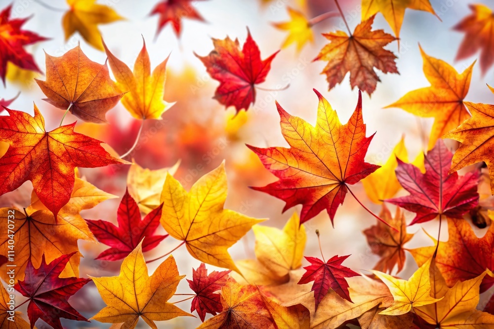 Long Exposure Autumn Leaves White Background Photography - Colorful Fall Foliage Image Long Exposure Autumn Leaves White Background Photography - Colorful Fall Foliage Image