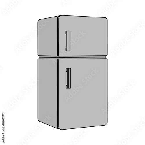 kids drawing vector illustration refrigerator cartoon isolated