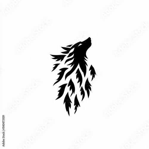 minimalist vector logo of wolf head with angular geometric lines isolated on white background photo