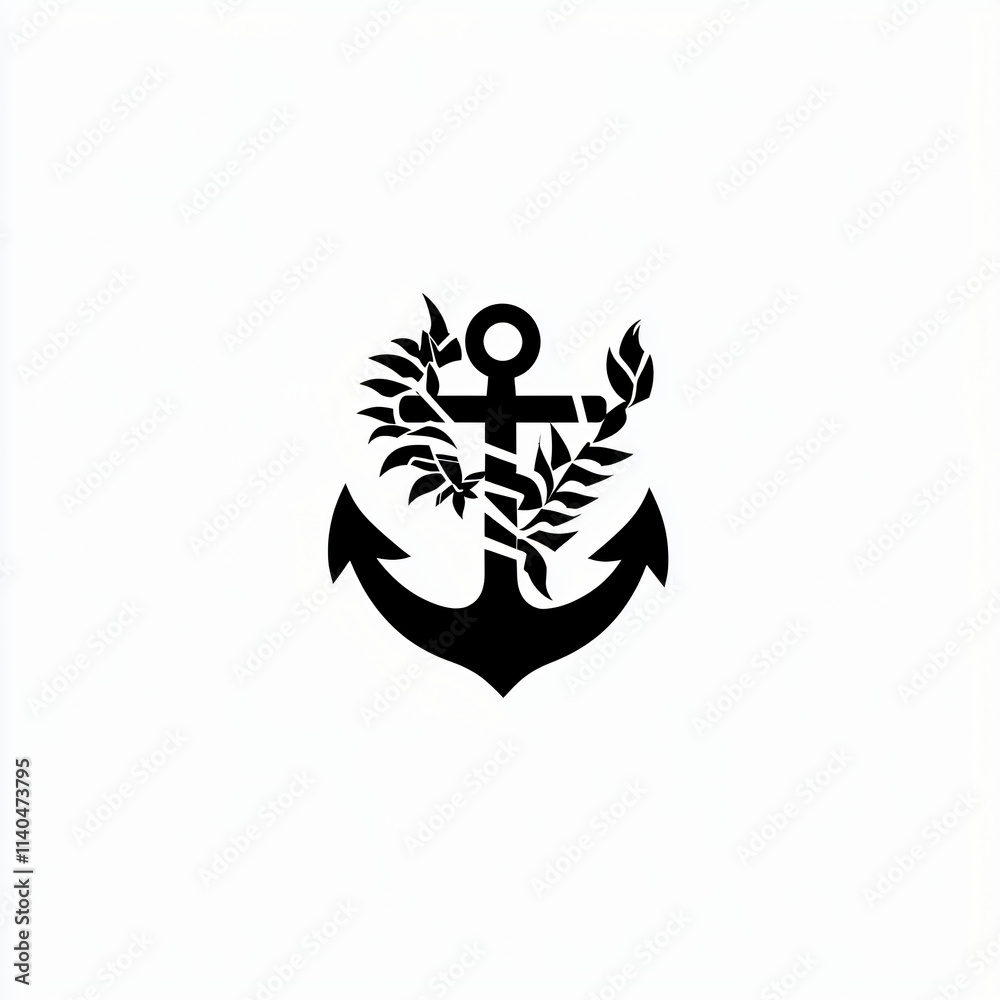 Fototapeta premium minimalist vector logo of pirate anchor 