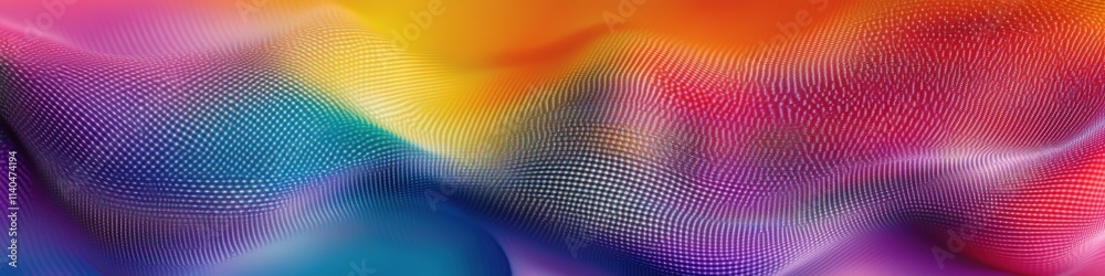 Wavy texture with gradient rainbow colors and dots