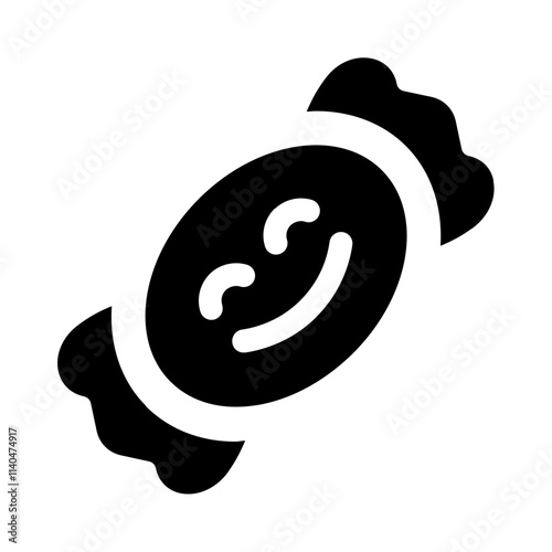 smile candy icon with glyph style, perfect for user interface projects