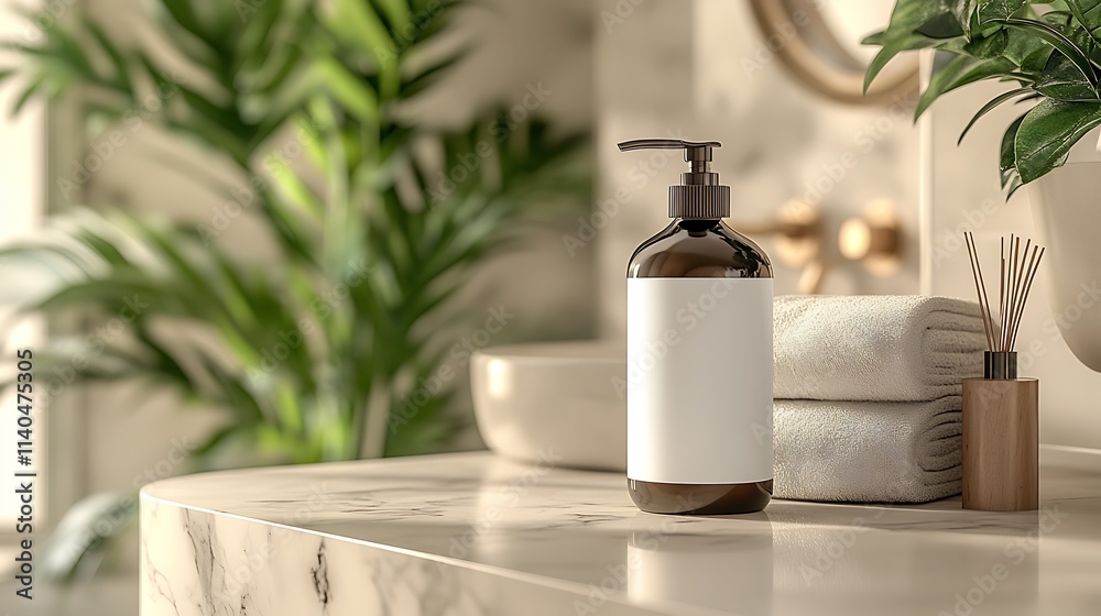 Luxurious Home Spa Bathroom with Marble Details and Aromatherapy for Relaxation and Wellbeing : Generative AI Luxurious Home Spa Bathroom with Marble Details and Aromatherapy for Relaxation and Wellbeing : Generative AI