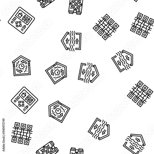 air ventilation cold fan vector seamless pattern thin line illustration