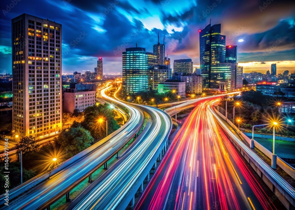 Long Exposure Photography Magazine Cover, Night City Lights, Blurred Motion, Urban Scene, Abstract Art Long Exposure Photography Magazine Cover, Night City Lights, Blurred Motion, Urban Scene, Abstract Art