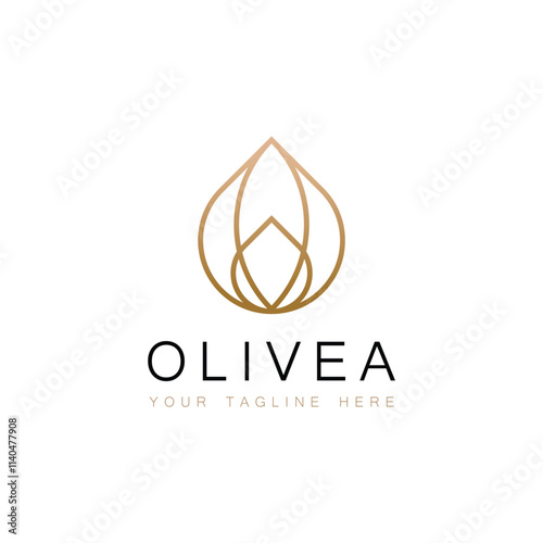 gold water drop, olive oil logo. oil drop Logotype concept icon. Vector illustration suitable for organization, company, or community.