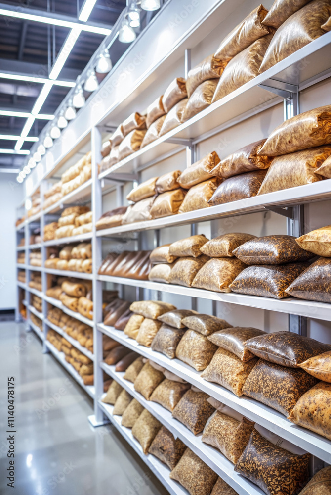 Bakery aisle with fresh bread and neatly arranged loaves Bakery aisle with fresh bread and neatly arranged loaves