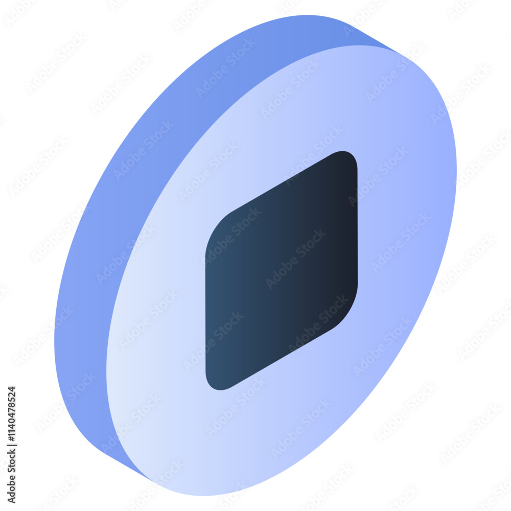 Conceptual flat isometric icon of stop button Conceptual flat isometric icon of stop button