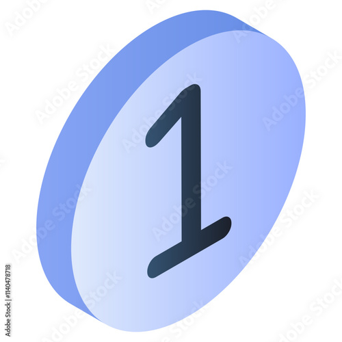 Premium download icon of number 1