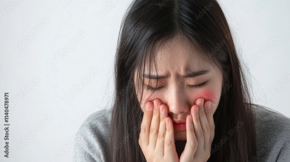 Asian Woman with Facial Rash – Skin Allergy Concern Asian Woman with Facial Rash – Skin Allergy Concern