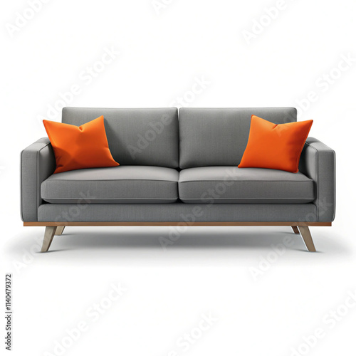 Front view of armchair and plant in 3d renderingon white background  vector  illustration  photo