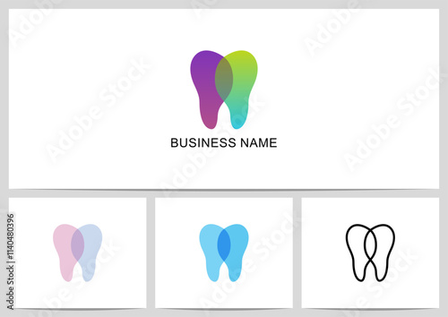 Tooth Teeth Transparent Overlay Gradient Colors Dentist Logo Design