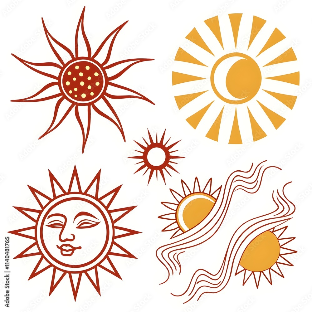 Sun icons vector isolated on white background. Shine sun ray set. Sunshine vector sign. Sunset icon collection. Abstract art. Sun icons vector isolated on white background. Shine sun ray set. Sunshine vector sign. Sunset icon collection. Abstract art.