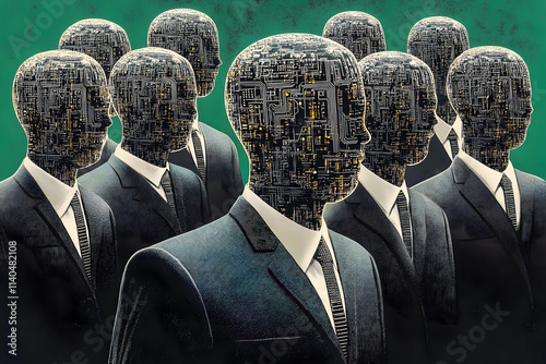 Hommes d'affaires robotisé avec tête en composants électroniques